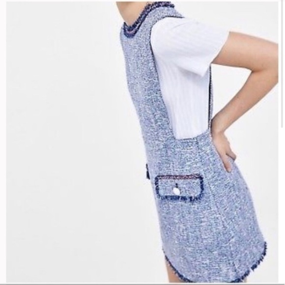 Zara blue tweed mini dress - Picture 2 of 15